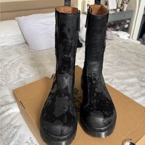 Dr Martens Rejena Hair On Croc Emboss Leather Boots